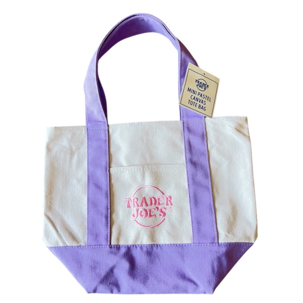 Trader Joe's Pastel Mini Canvas Tote Bags 2025 LIMITED EDITION NWT - Lavender